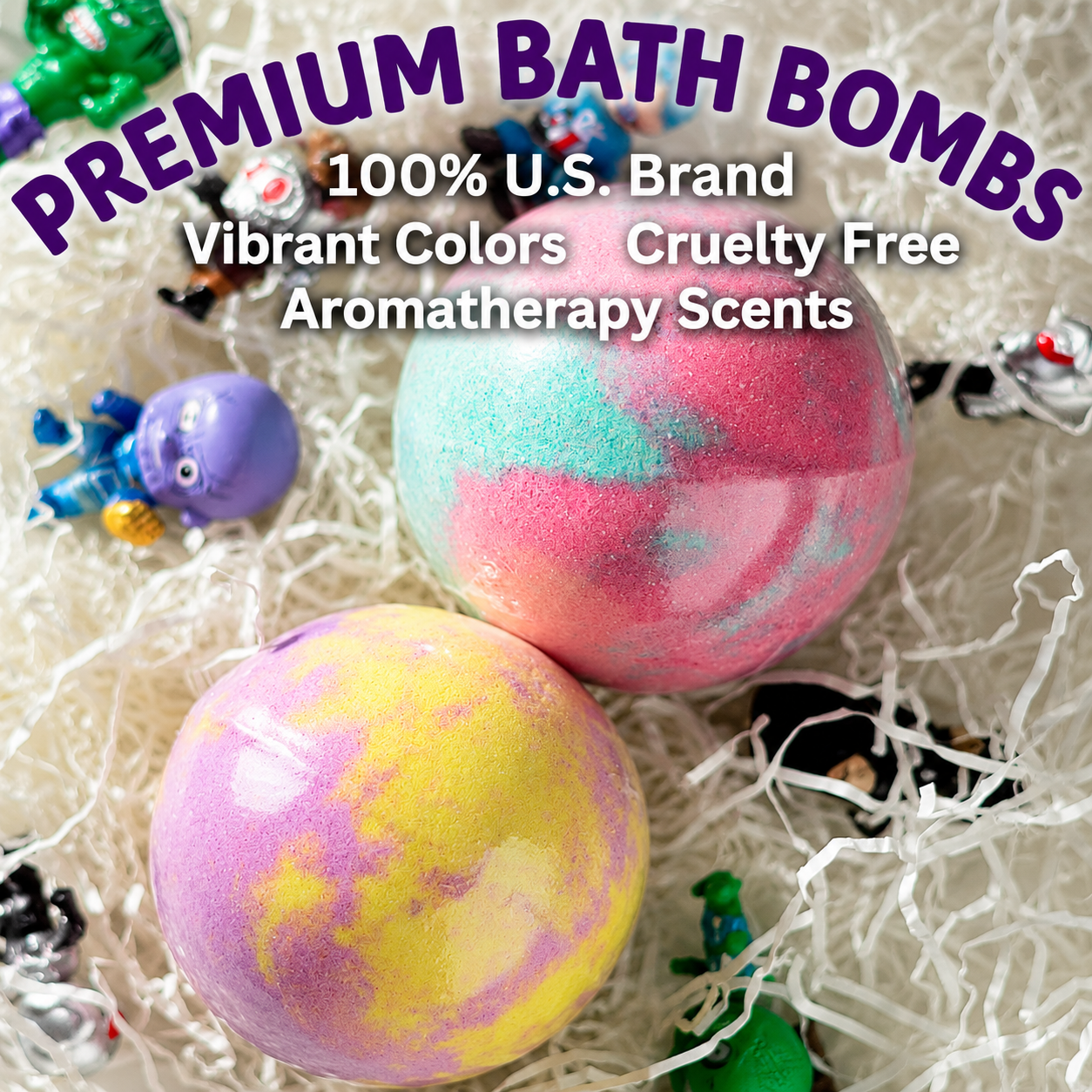 EvolutionUSA 6pc Epic Superhero Bath Bombs for Kids - Purple