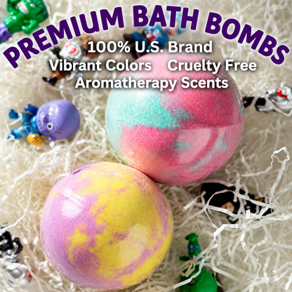 EvolutionUSA 6pc Epic Superhero Bath Bombs for Kids - Purple