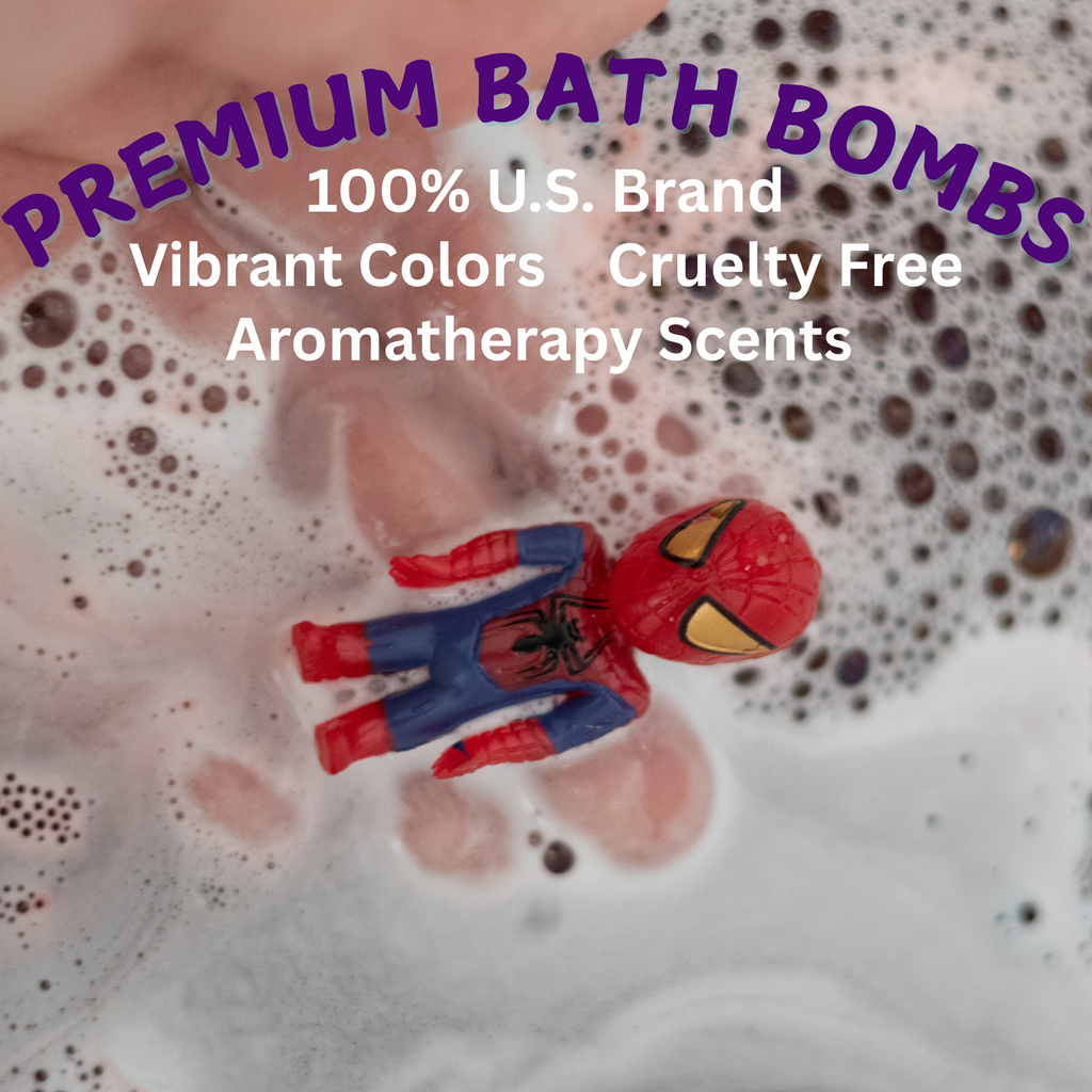 EvolutionUSA 6pc Epic Superhero Bath Bombs for Kids – Childrens Super Hero Bath Bombs with Toy, Organic Bathbomb with Surprise, Fizzy Superhero Bath Balls, Lush Bathbombs Easter, Valentines, Birthday