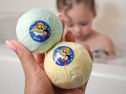 EvolutionUSA 6pc Epic Superhero Bath Bombs for Kids - Purple