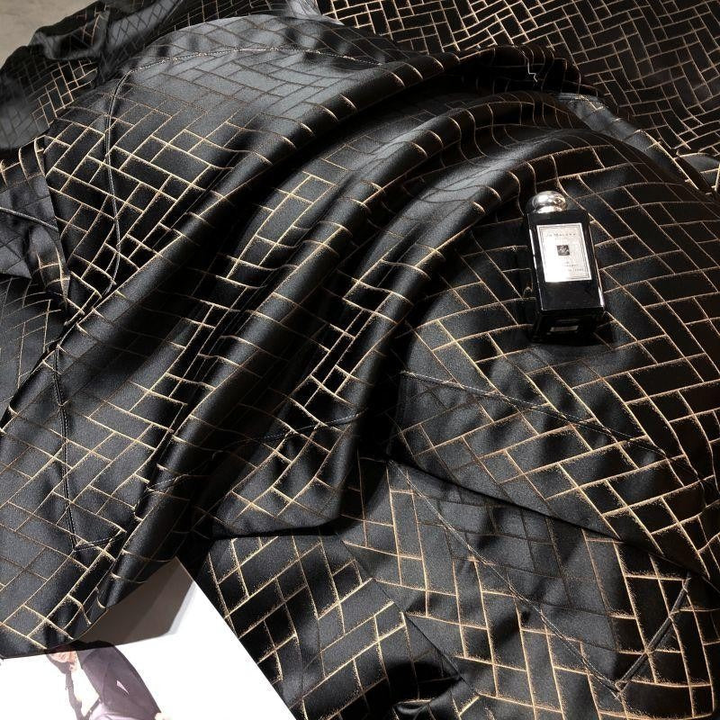 Talia Black Gold Cotton Satin Bedding Set | 3CARATS