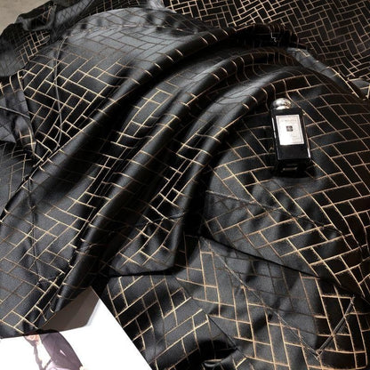 Talia Black Gold Cotton Satin Bedding Set | 3CARATS
