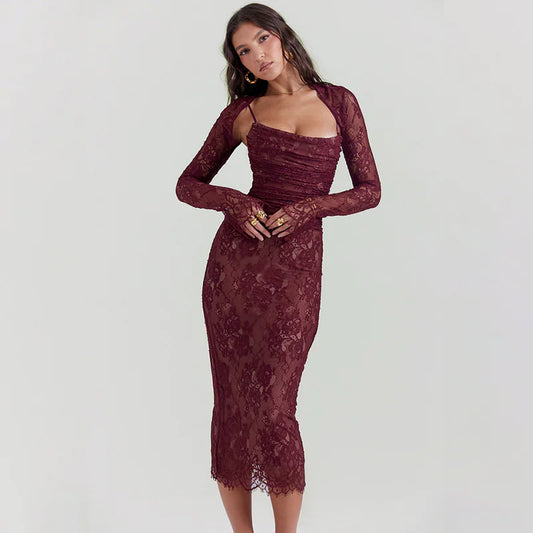Elegant Red Spaghetti Strap Party Dress