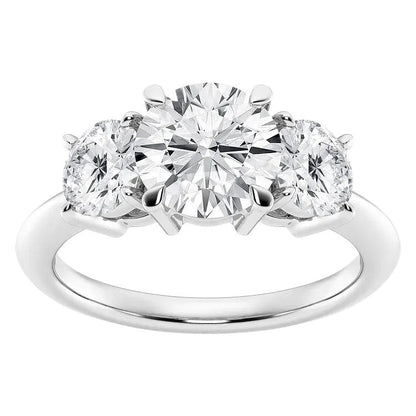 AGI Certified 2 CTW Classic Three-Stone Round Lab Grown Diamond (G-VS) Engagement Ring in 14K White Gold