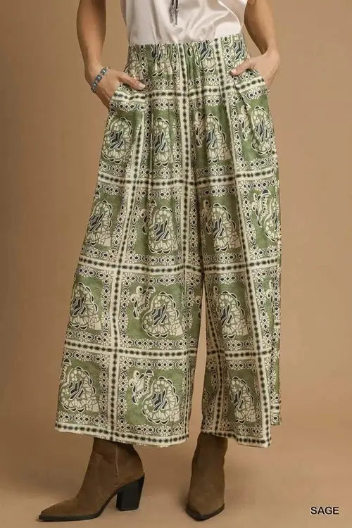 Umgee Bohemian Pants with Pockets for Effortless Style
