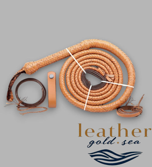 Handmade Professional Bullwhip – Light Brown Leather