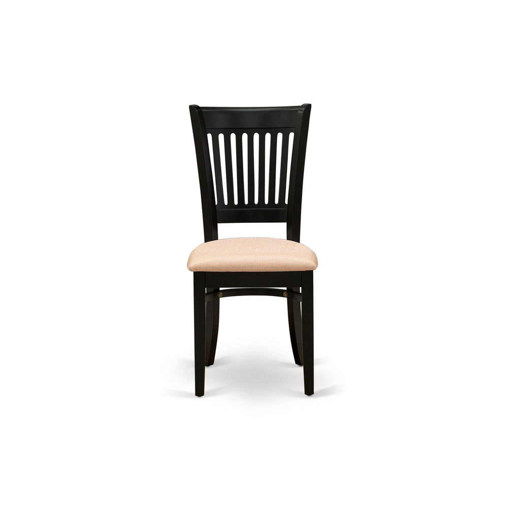 EAST WEST FURNITURE - ANVA5-BLK-C - 5-Pc Dinette Room Set- 4 Wooden Chair and Modern dining room table - Linen Fabric Seat and Slatted Chair Back (Black Finish)
