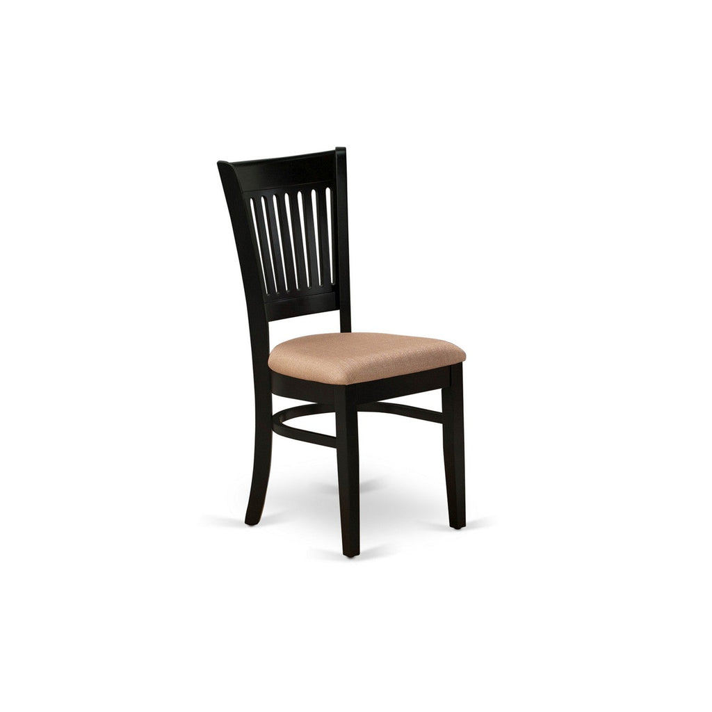 EAST WEST FURNITURE - ANVA5-BLK-C - 5-Pc Dinette Room Set- 4 Wooden Chair and Modern dining room table - Linen Fabric Seat and Slatted Chair Back (Black Finish)