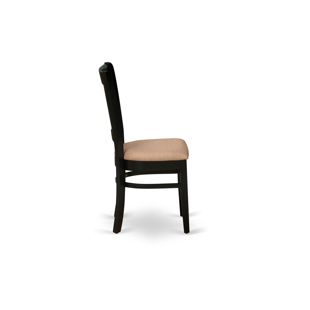 EAST WEST FURNITURE - ANVA5-BLK-C - 5-Pc Dinette Room Set- 4 Wooden Chair and Modern dining room table - Linen Fabric Seat and Slatted Chair Back (Black Finish)