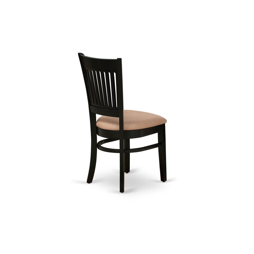 EAST WEST FURNITURE - AMVA5-BLK-C - 5-Pc Dining Room Table Set- 4 Kitchen Chair and Modern dining room table - Linen Fabric Seat and Slatted Chair Back (Black Finish)