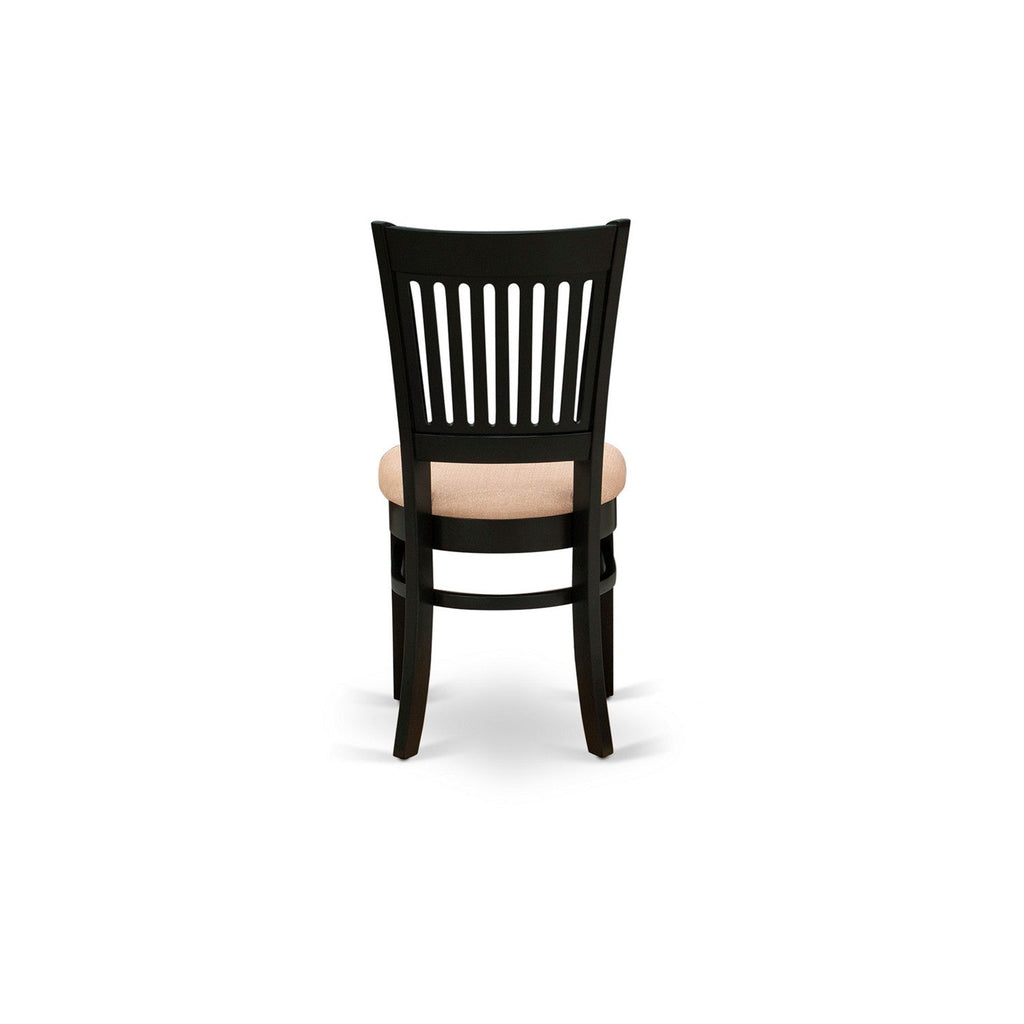EAST WEST FURNITURE - AMVA5-BLK-C - 5-Pc Dining Room Table Set- 4 Kitchen Chair and Modern dining room table - Linen Fabric Seat and Slatted Chair Back (Black Finish)