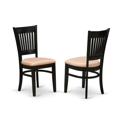 EAST WEST FURNITURE - AMVA5-BLK-C - 5-Pc Dining Room Table Set- 4 Kitchen Chair and Modern dining room table - Linen Fabric Seat and Slatted Chair Back (Black Finish)