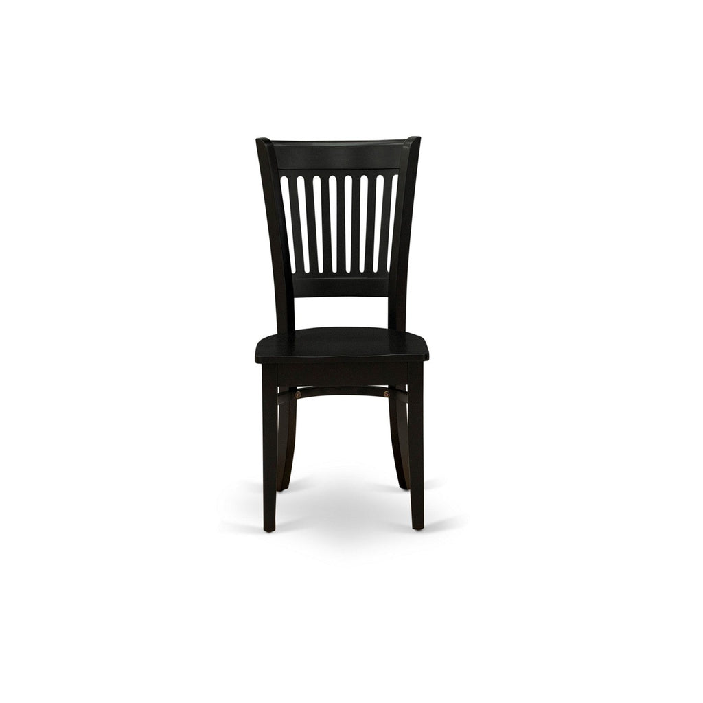 EAST WEST FURNITURE - AMVA5-BLK-W - 5-Piece Kitchen Dining Set- 4 Dining Chair and Modern Round Dining Table - Wooden Seat and Slatted Chair Back (Black Finish)