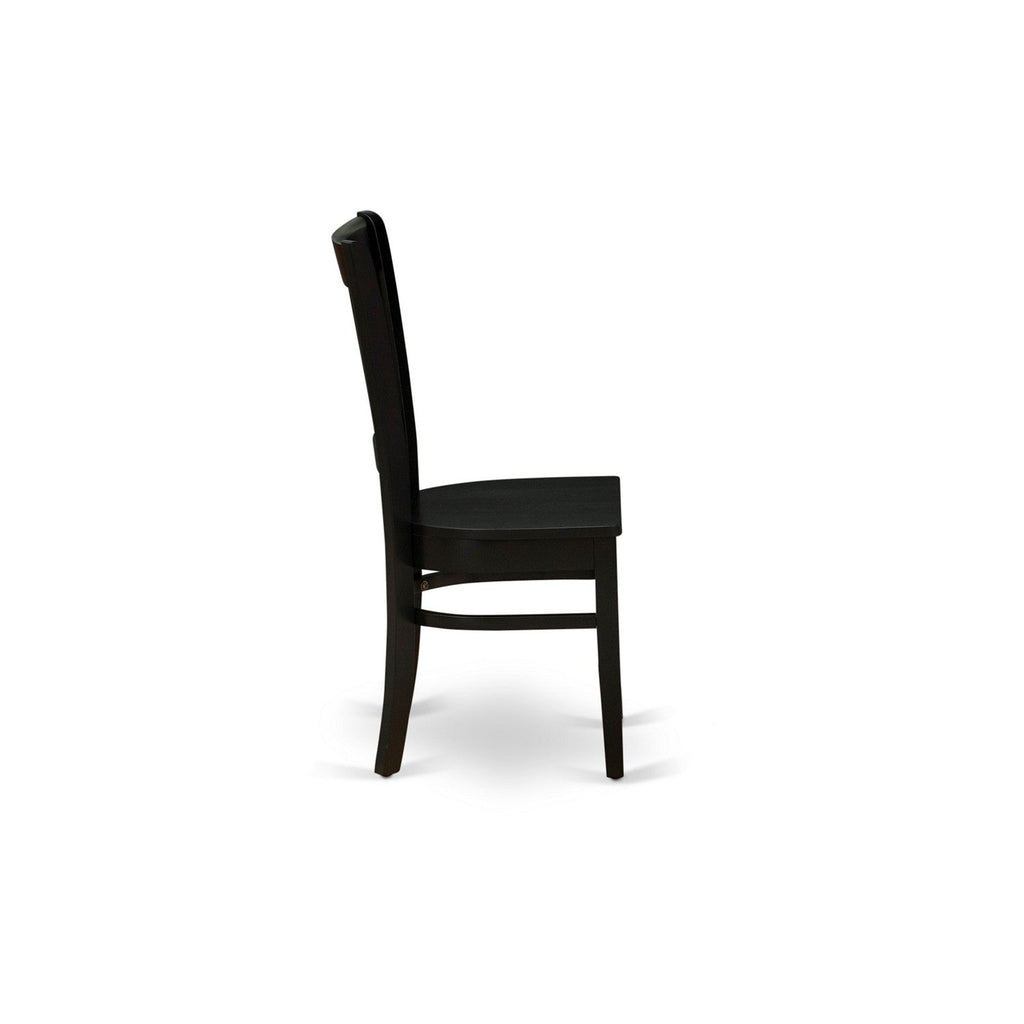 EAST WEST FURNITURE - ANVA3-BLK-W - 3-Piece Dining Room Set- 2 Kitchen Chair and Modern dining room table - Wooden Seat and Slatted Chair Back (Black Finish)