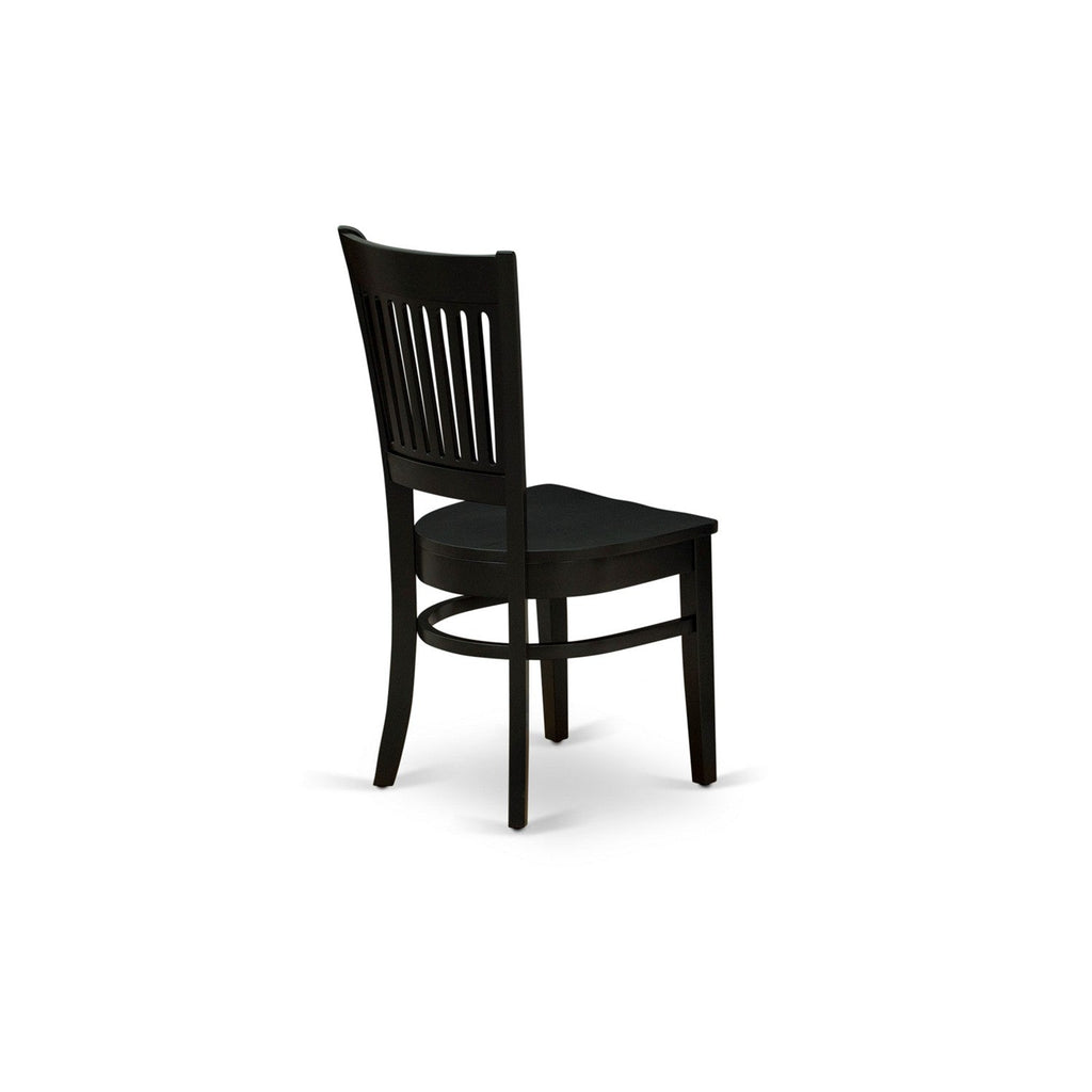 EAST WEST FURNITURE - ANVA5-BLK-W - 5-Pc Dining Room Table Set- 4 dining room chairs and Dining Room Table - Wooden Seat and Slatted Chair Back (Black Finish)