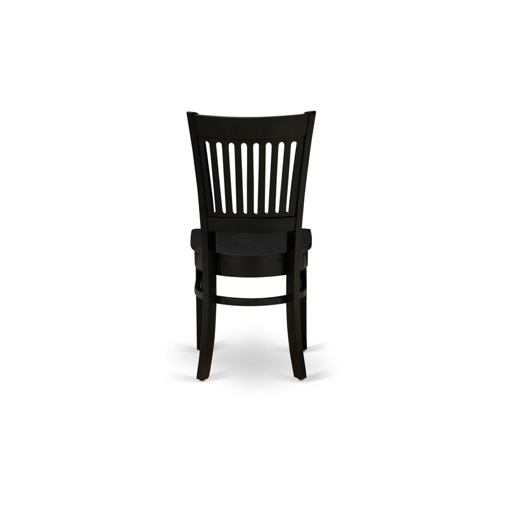 EAST WEST FURNITURE - AMVA5-BLK-W - 5-Piece Kitchen Dining Set- 4 Dining Chair and Modern Round Dining Table - Wooden Seat and Slatted Chair Back (Black Finish)