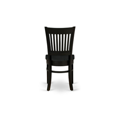 EAST WEST FURNITURE - AMVA5-BLK-W - 5-Piece Kitchen Dining Set- 4 Dining Chair and Modern Round Dining Table - Wooden Seat and Slatted Chair Back (Black Finish)