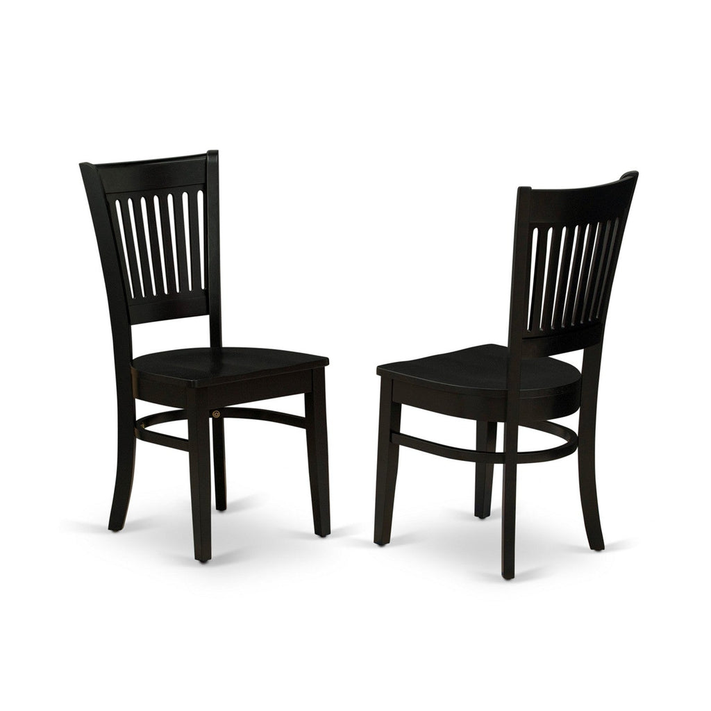 EAST WEST FURNITURE - AMVA3-BLK-W - 3-Pc Dinette Room Set- 2 Modern Dining Room Chair and Kitchen Dining Table - Wooden Seat and Slatted Chair Back (Black Finish)