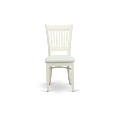 EAST WEST FURNITURE - AVVA7-LWH-C - 7-Piece Dining Table Set- 6 Dining Chairs with Linen Fabric Seat and Slatted Chair Back - Removable leaf Modern Oval Dining Table - linen white Finish