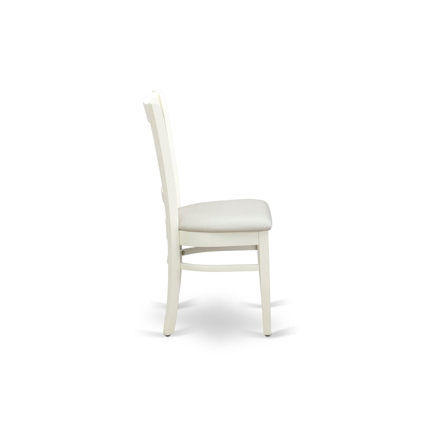EAST WEST FURNITURE - AMVA5-LWH-C - 5-Piece Dinette Room Set- 4 dining room chairs and Wooden Dining Table - Linen Fabric Seat and Slatted Chair Back (linen white Finish)