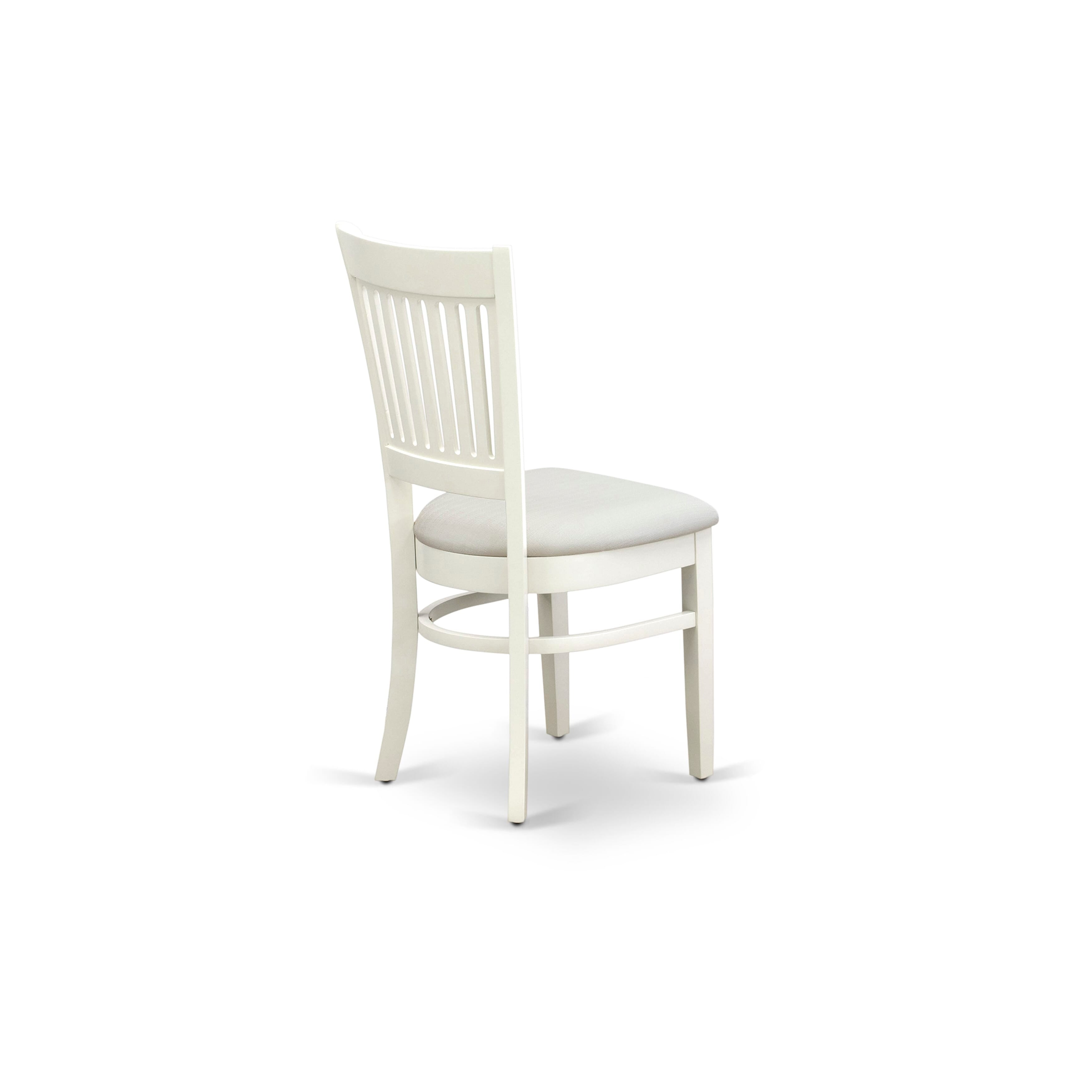 EAST WEST FURNITURE - AVVA5-LWH-C - 5-Pc Dinette Room Set- 4 Mid Century Dining Chairs with Linen Fabric Seat and Slatted Chair Back - Removable leaf Wood Dining Table - linen white Finish