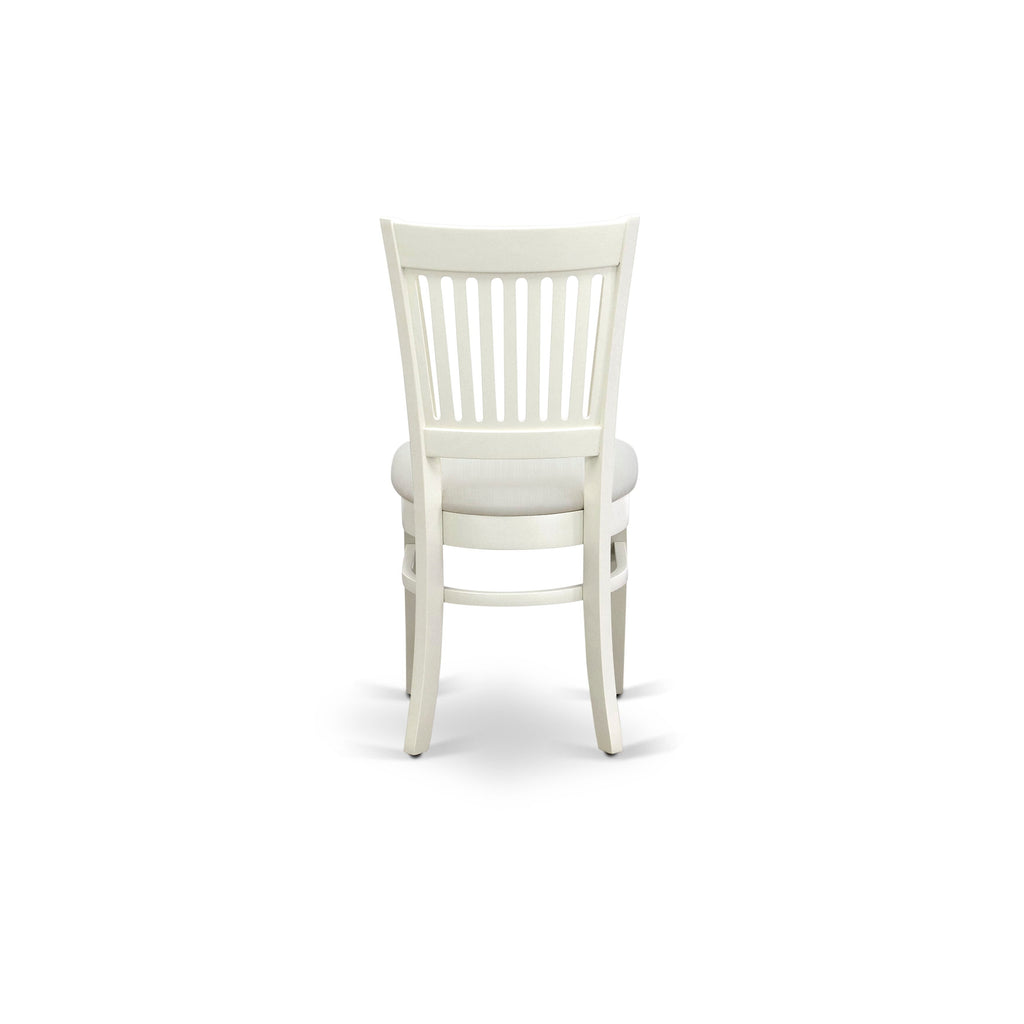 EAST WEST FURNITURE - AVVA5-LWH-C - 5-Pc Dinette Room Set- 4 Mid Century Dining Chairs with Linen Fabric Seat and Slatted Chair Back - Removable leaf Wood Dining Table - linen white Finish