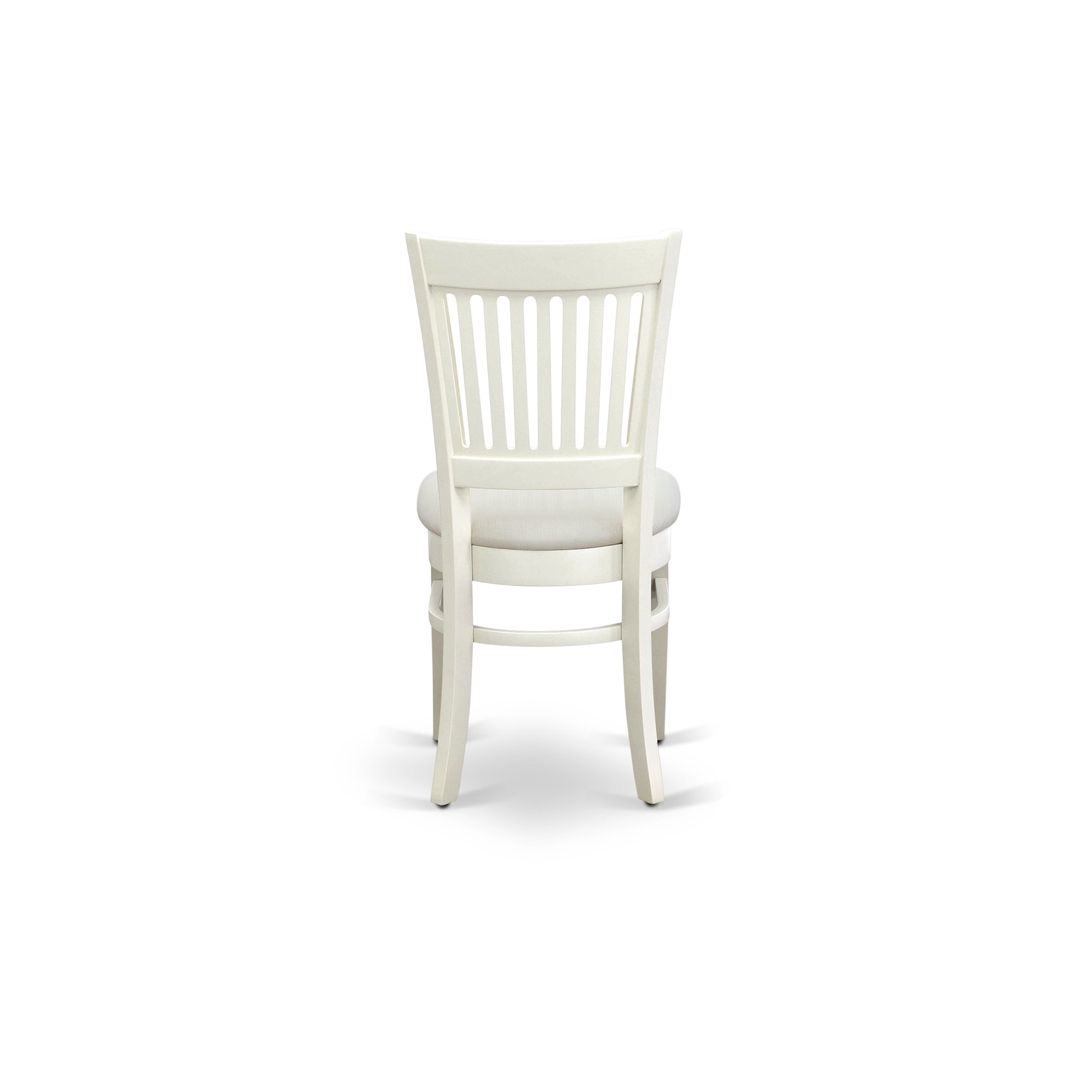 EAST WEST FURNITURE - AVVA5-LWH-C - 5-Pc Dinette Room Set- 4 Mid Century Dining Chairs with Linen Fabric Seat and Slatted Chair Back - Removable leaf Wood Dining Table - linen white Finish