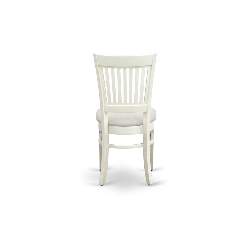 EAST WEST FURNITURE - ANVA5-LWH-C - 5-Piece Dining Table Set- 4 dining room chairs and Wooden Dining Table - Linen Fabric Seat and Slatted Chair Back (linen white Finish)