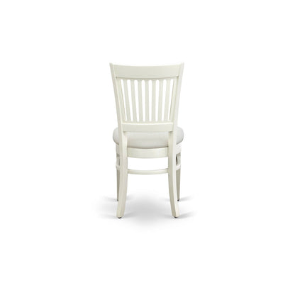 EAST WEST FURNITURE - AMVA5-LWH-C - 5-Piece Dinette Room Set- 4 dining room chairs and Wooden Dining Table - Linen Fabric Seat and Slatted Chair Back (linen white Finish)
