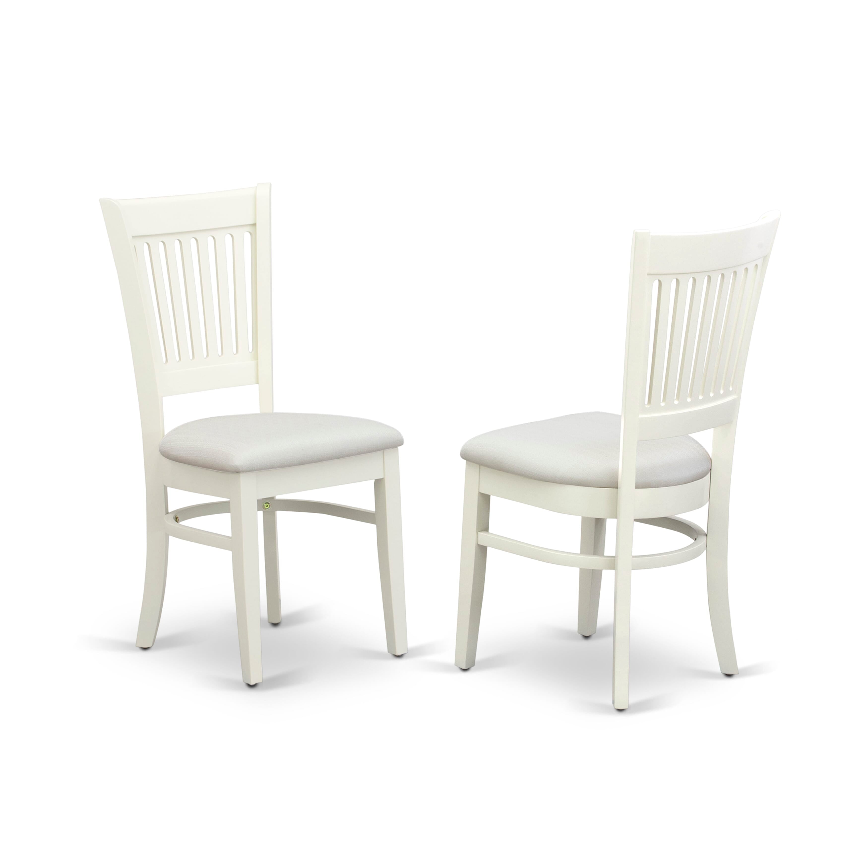 EAST WEST FURNITURE - AVVA7-LWH-C - 7-Piece Dining Table Set- 6 Dining Chairs with Linen Fabric Seat and Slatted Chair Back - Removable leaf Modern Oval Dining Table - linen white Finish