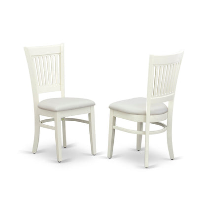 EAST WEST FURNITURE - AMVA5-LWH-C - 5-Piece Dinette Room Set- 4 dining room chairs and Wooden Dining Table - Linen Fabric Seat and Slatted Chair Back (linen white Finish)
