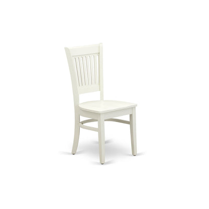 EAST WEST FURNITURE - AMVA5-LWH-W - 5-Pc Dinette Set- 4 dining room chairs and Modern dining room table - Wooden Seat and Slatted Chair Back (linen white Finish)