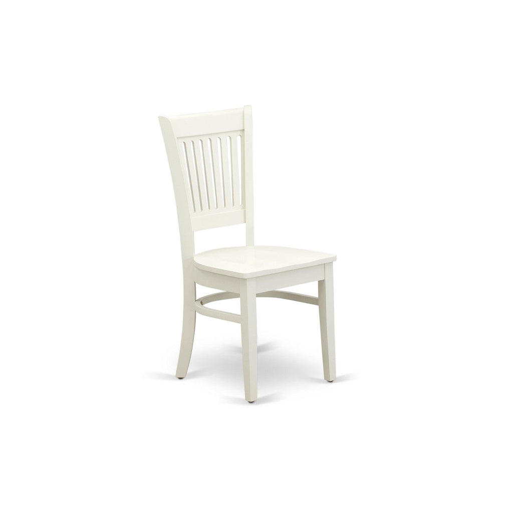 EAST WEST FURNITURE - ANVA5-LWH-W - 5-Piece Kitchen Dining Set- 4 Wooden Chairs and Dining Room Table - Wooden Seat and Slatted Chair Back (linen white Finish)