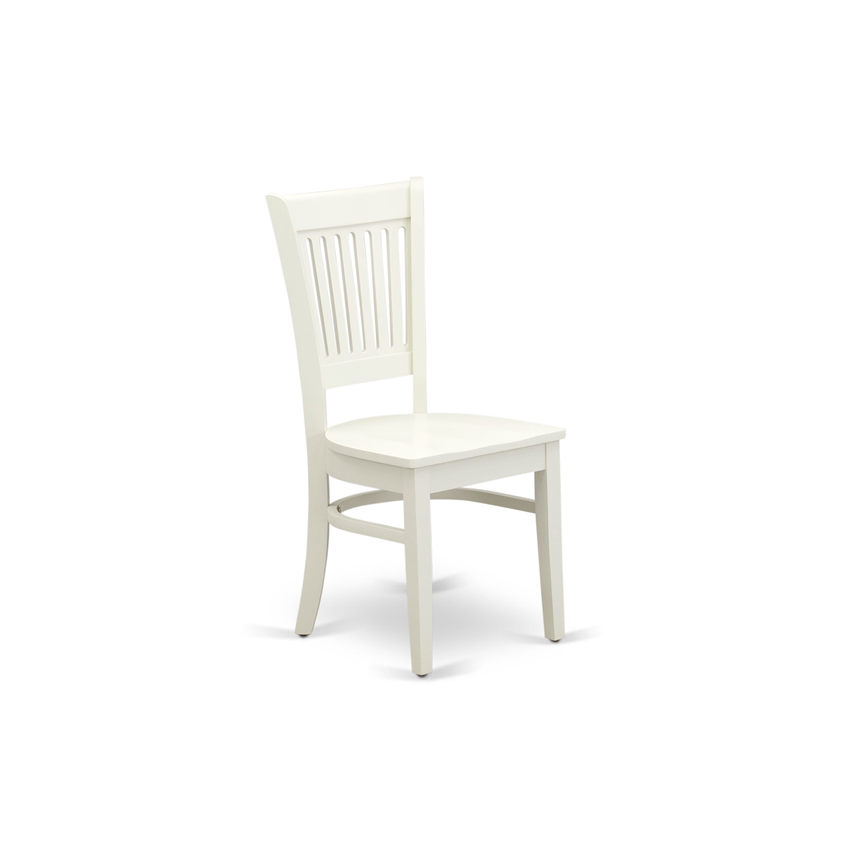 EAST WEST FURNITURE - AVVA5-LWH-W - 5-Piece Modern Dining Set- 4 Mid Century Chair with Wooden Seat and Slatted Chair Back - Removable leaf Oval Dining Table - linen white Finish