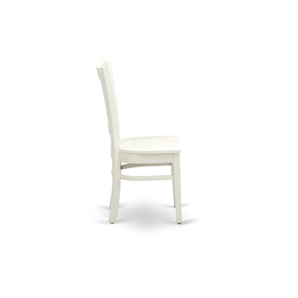 EAST WEST FURNITURE - AVVA5-LWH-W - 5-Piece Modern Dining Set- 4 Mid Century Chair with Wooden Seat and Slatted Chair Back - Removable leaf Oval Dining Table - linen white Finish