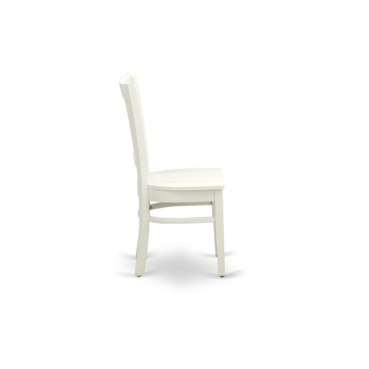 EAST WEST FURNITURE - AMVA3-LWH-W - 3-Pc Dining Room Table Set- 2 Dining Room Chair and Dining Table - Wooden Seat and Slatted Chair Back (linen white Finish)