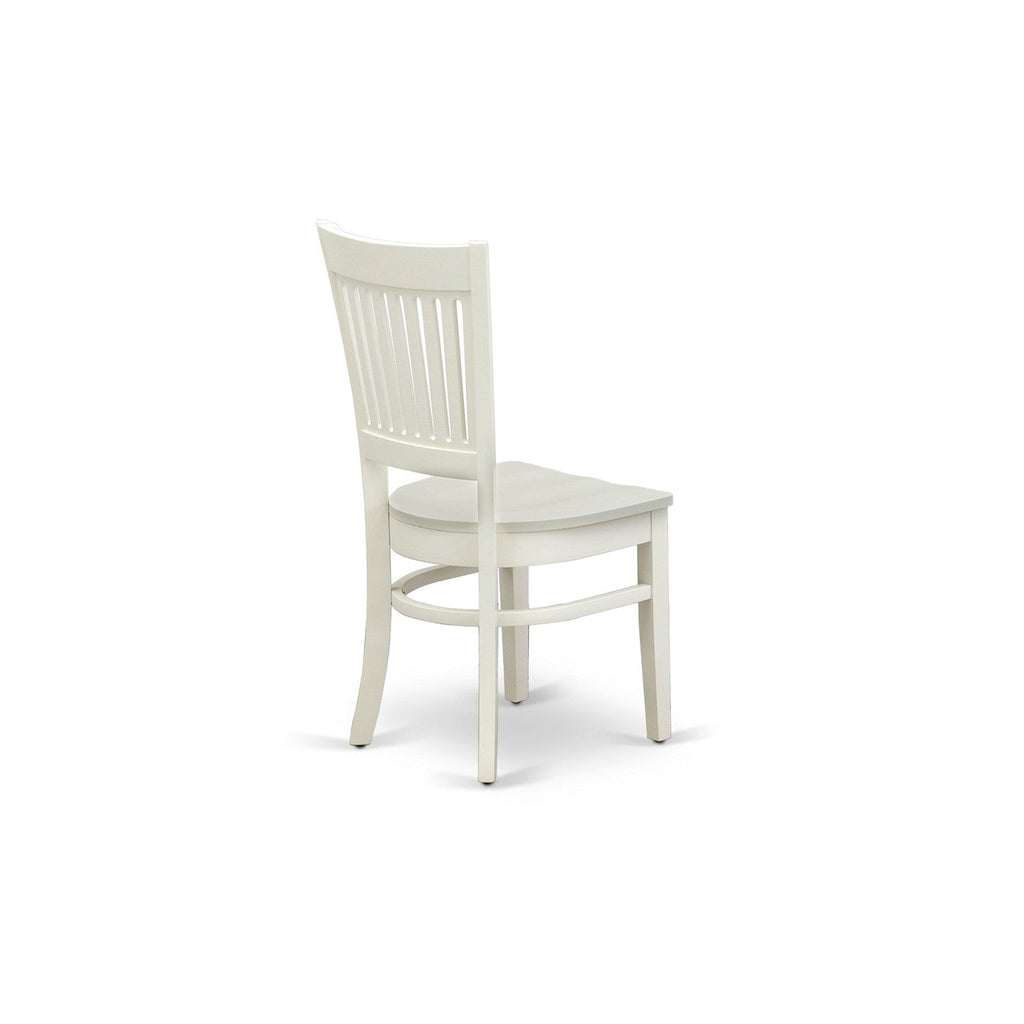 EAST WEST FURNITURE - ANVA5-LWH-W - 5-Piece Kitchen Dining Set- 4 Wooden Chairs and Dining Room Table - Wooden Seat and Slatted Chair Back (linen white Finish)
