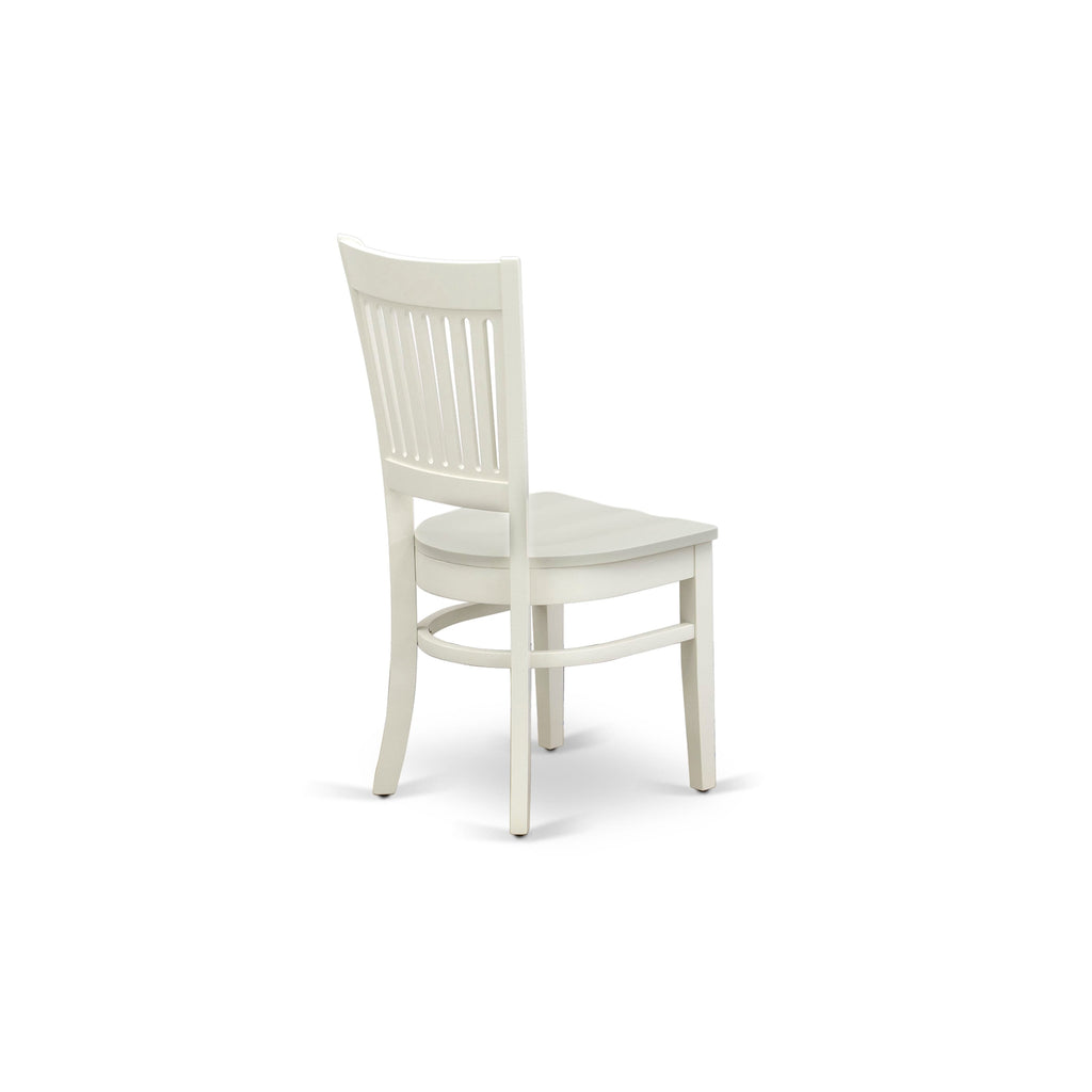EAST WEST FURNITURE - AVVA5-LWH-W - 5-Piece Modern Dining Set- 4 Mid Century Chair with Wooden Seat and Slatted Chair Back - Removable leaf Oval Dining Table - linen white Finish