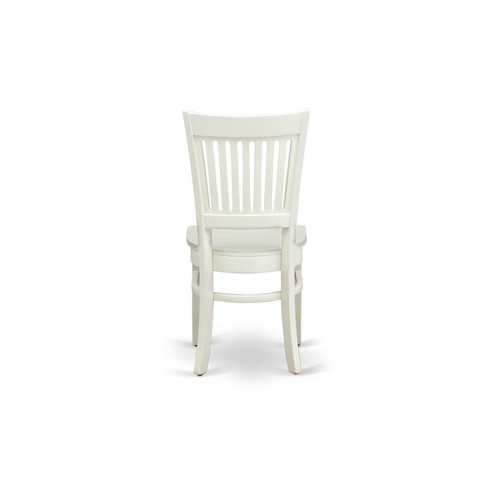 EAST WEST FURNITURE - ANVA5-LWH-W - 5-Piece Kitchen Dining Set- 4 Wooden Chairs and Dining Room Table - Wooden Seat and Slatted Chair Back (linen white Finish)
