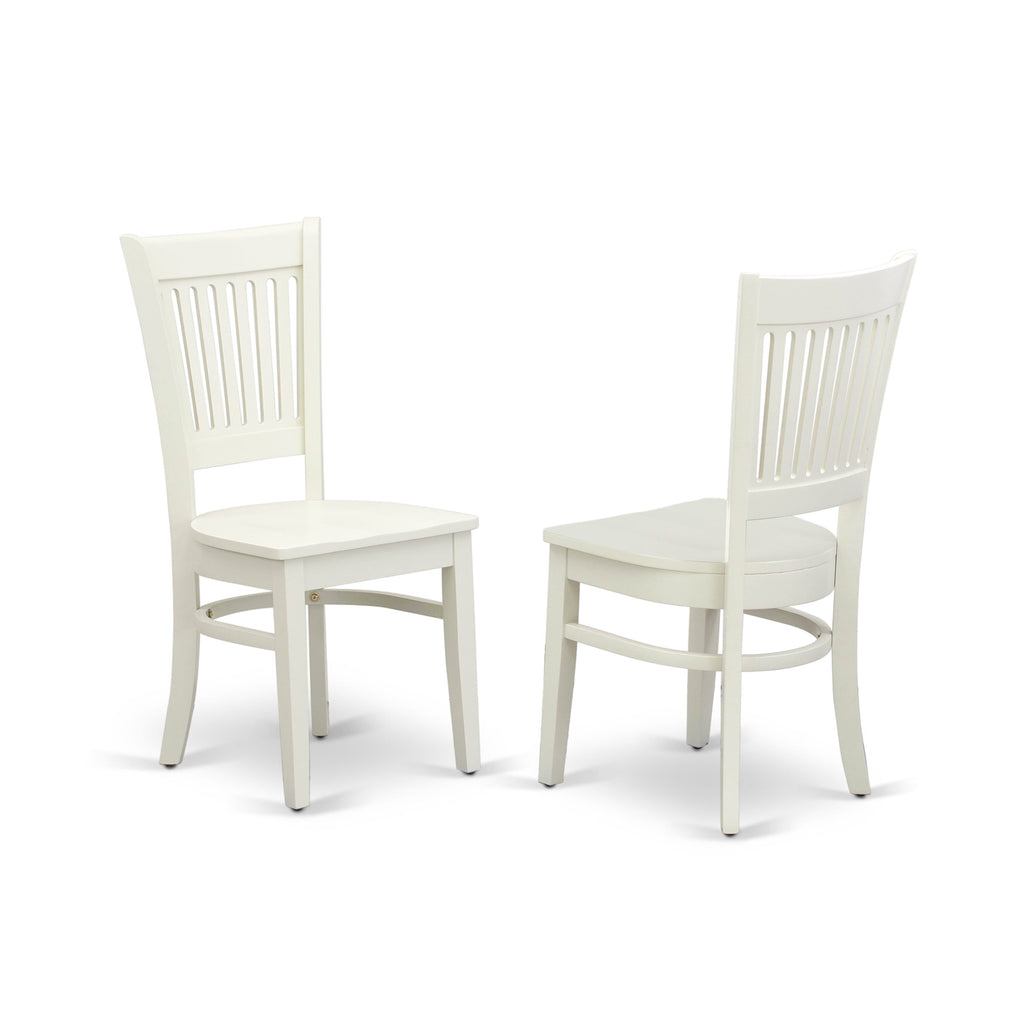 EAST WEST FURNITURE - AVVA5-LWH-W - 5-Piece Modern Dining Set- 4 Mid Century Chair with Wooden Seat and Slatted Chair Back - Removable leaf Oval Dining Table - linen white Finish