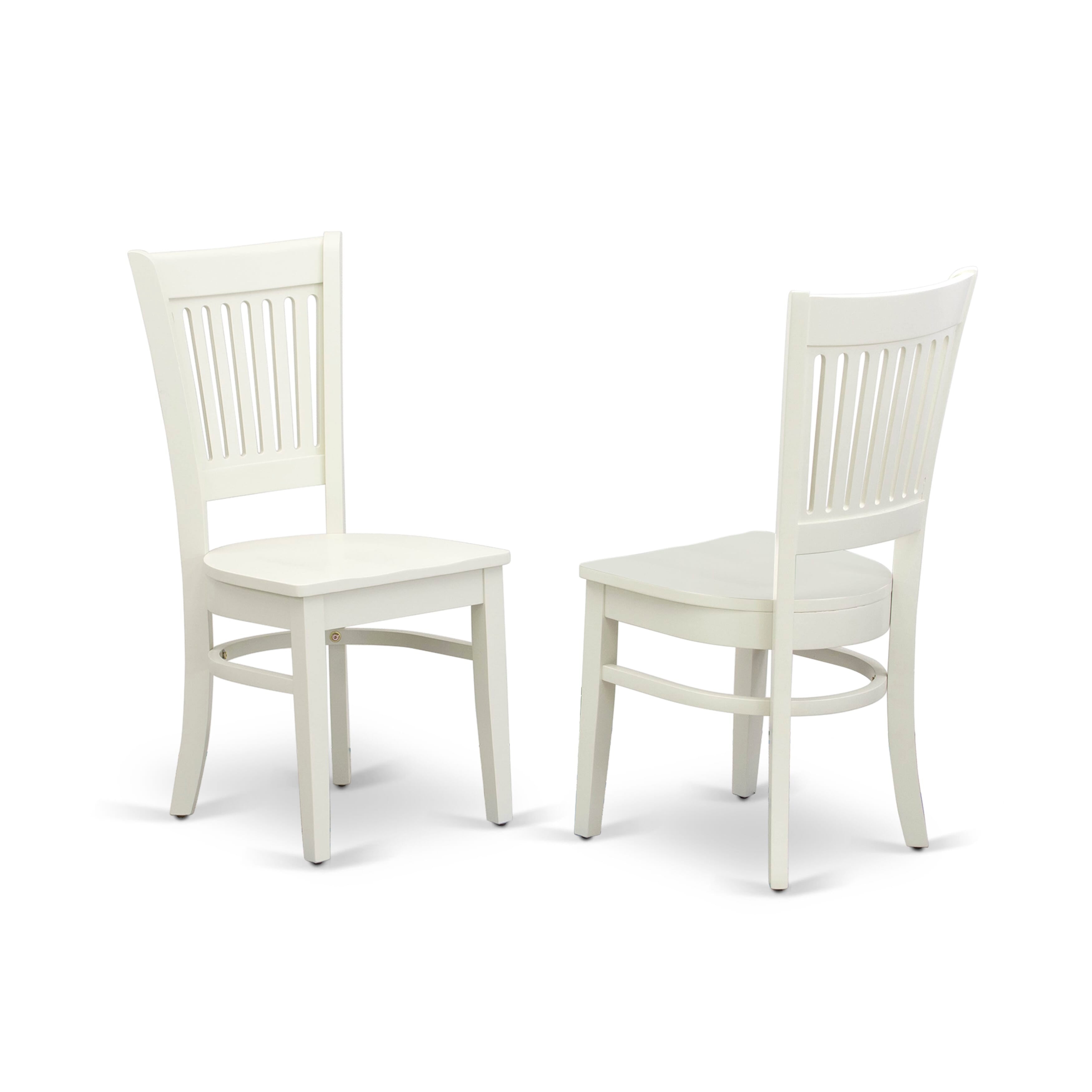 EAST WEST FURNITURE - AVVA5-LWH-W - 5-Piece Modern Dining Set- 4 Mid Century Chair with Wooden Seat and Slatted Chair Back - Removable leaf Oval Dining Table - linen white Finish