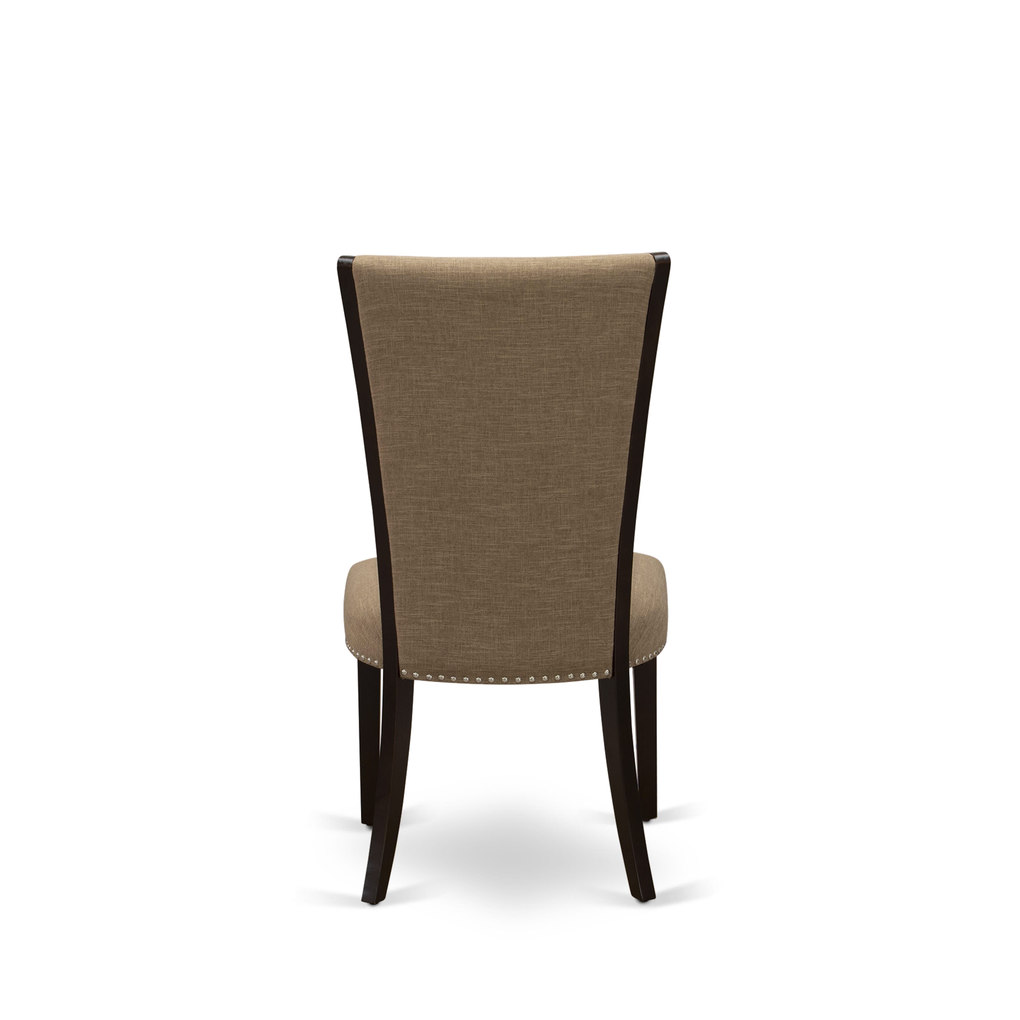 EAST WEST FURNITURE - ANVE3-MAH-47 - 3 Pc Kitchen Dining Set - 2 Light Sable Linen Fabric Parson Dining Chairs with High Back and 1 Modern Kitchen Table - Mahogany Finish