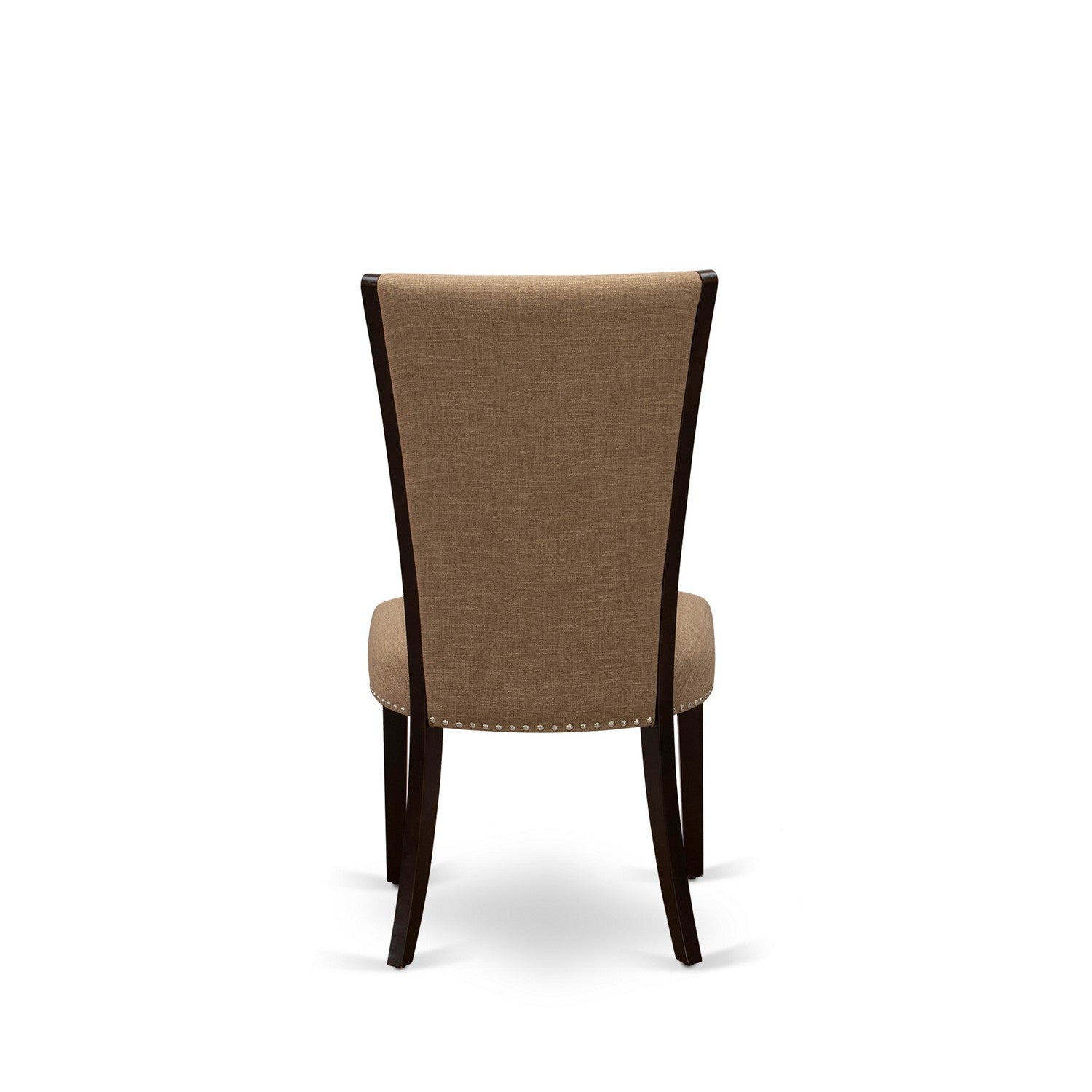 EAST WEST FURNITURE - CAVE5-MAH-47 - 5 Piece Kitchen Table Set - 4 Light Sable Linen Fabric Parson Dining Room Chairs with High Back and 1 Gorgeous Dining Table - Mahogany Finish