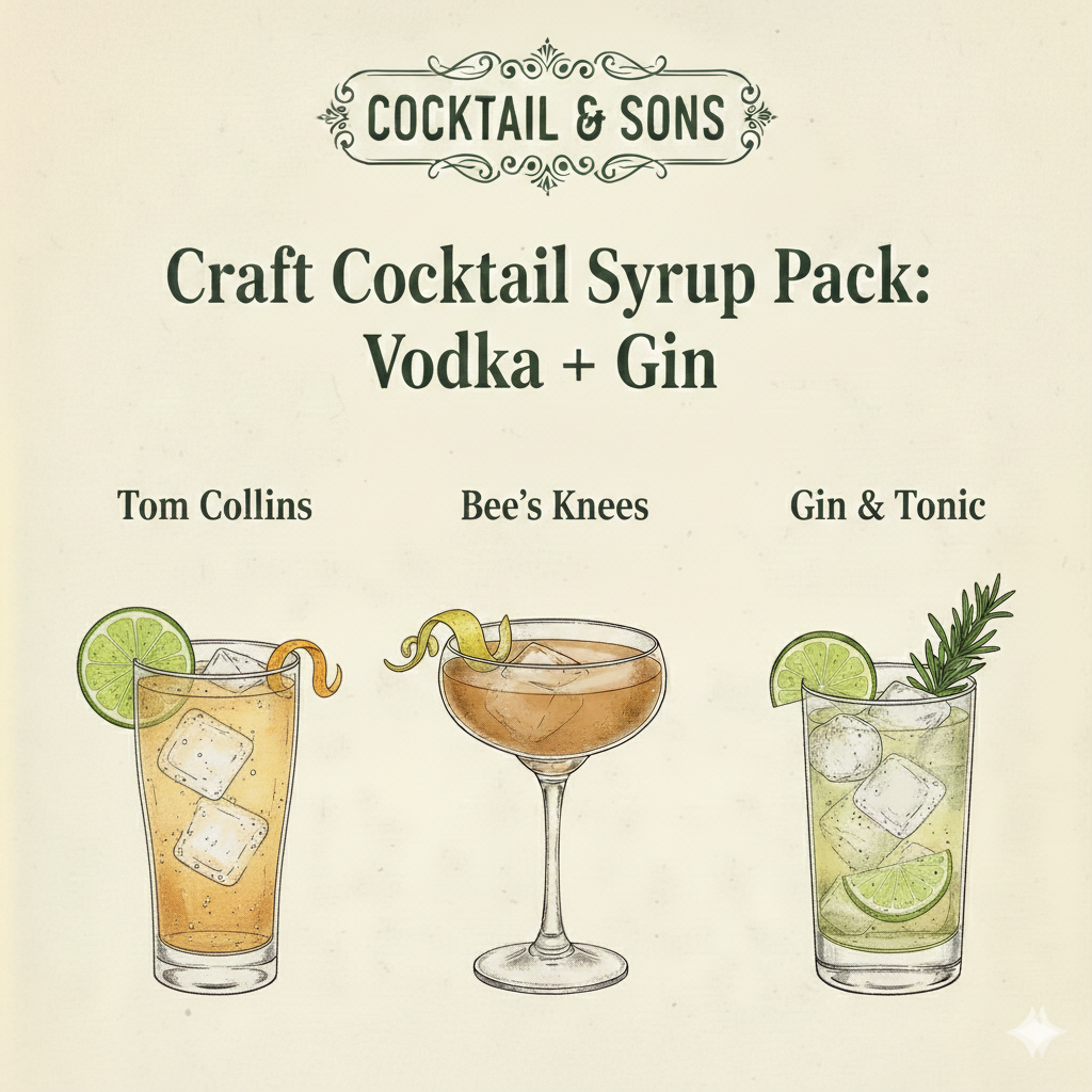 The Gin & Vodka Cocktail Studio (Craft Cocktail Syrup Pack - 8oz)