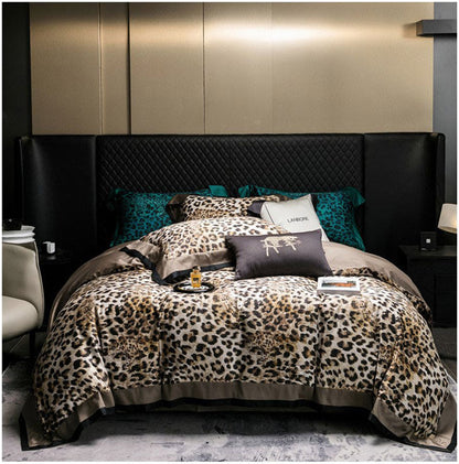 Vintage Leopard Egyptian Cotton 4-Piece Bedding Set | 3CARATS