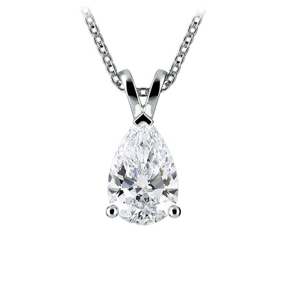 2.00 CTW AGI Certified Pear-Cut Lab-Grown Diamond (F/VS) Pendant in 14K White Gold