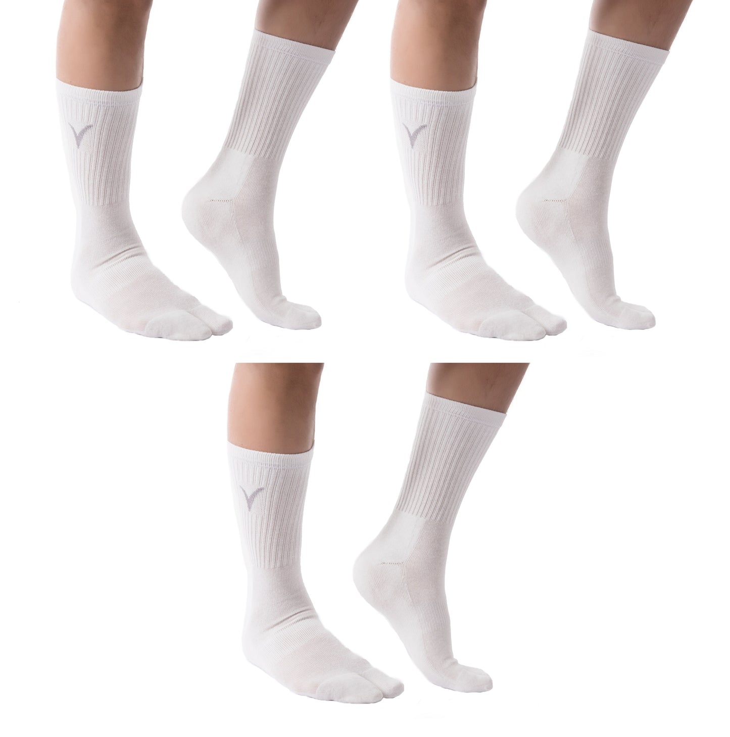 V-TOE Split-Toe Tabi Thicker Athletic Cotton Blend Socks - 3 Pairs