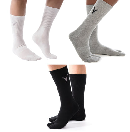 V-TOE Split-Toe Tabi Thicker Athletic Cotton Blend Socks - 3 Pairs