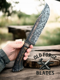 Custom Handmade Hammered Hunting Knife – Forged Damascus Blade with Leather Sheath