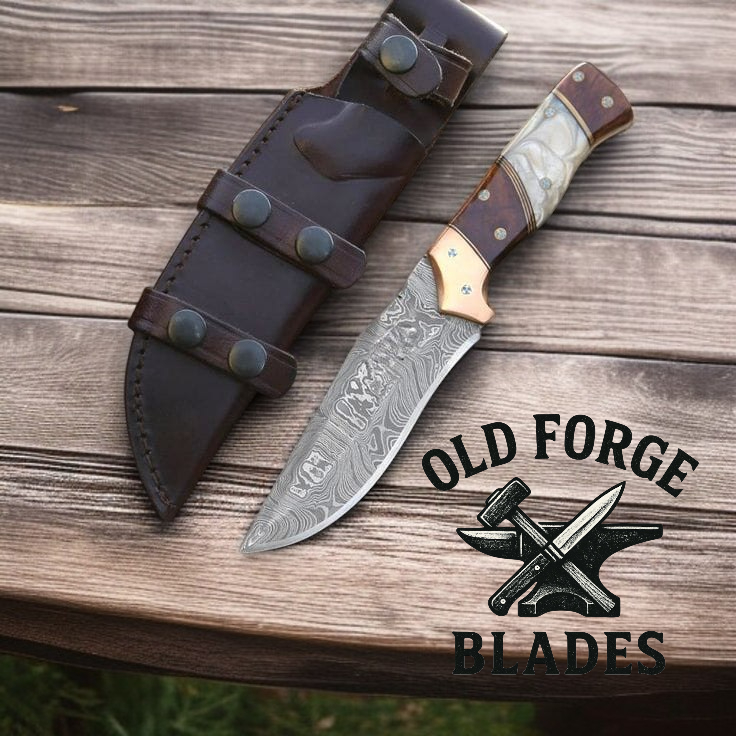 Handcrafted Damacus Knife – Fixed Blade Hunting & Outdoor Knife